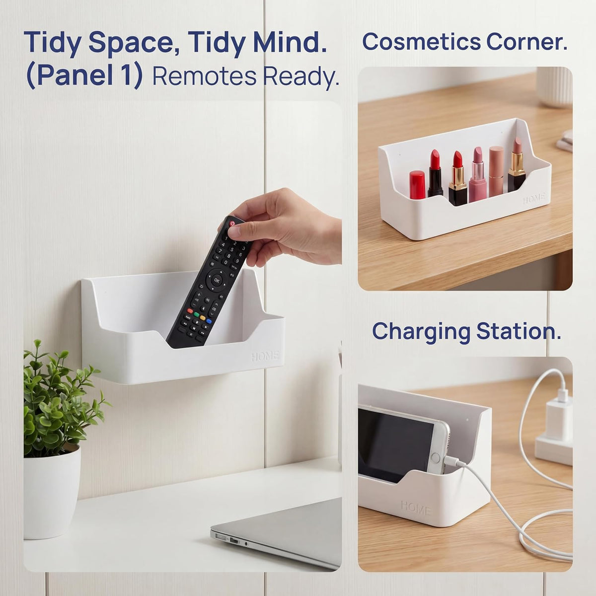 Wall Mounted Plastic Shelf, White, 1 Shelf, Ideal for Bedroom, Dorm, Office, RV - Easy to Install, Organizes Small Items
