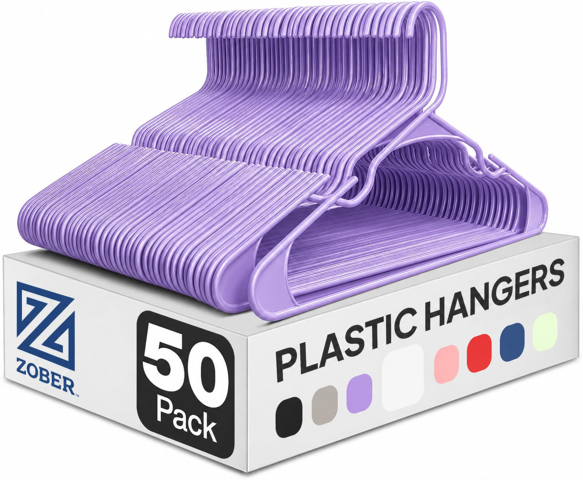 Clothes Hangers - White, Plastic Hangers 50 Pack for Shirts, Dresses, and Pants - Durable, Flexible Plastic Clothing Hangers