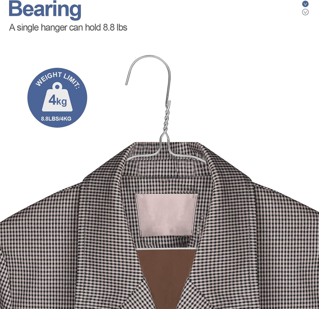 SPECILITE Metal Wire Clothes Hangers Bulk 100 Pack with Grooves, Silver