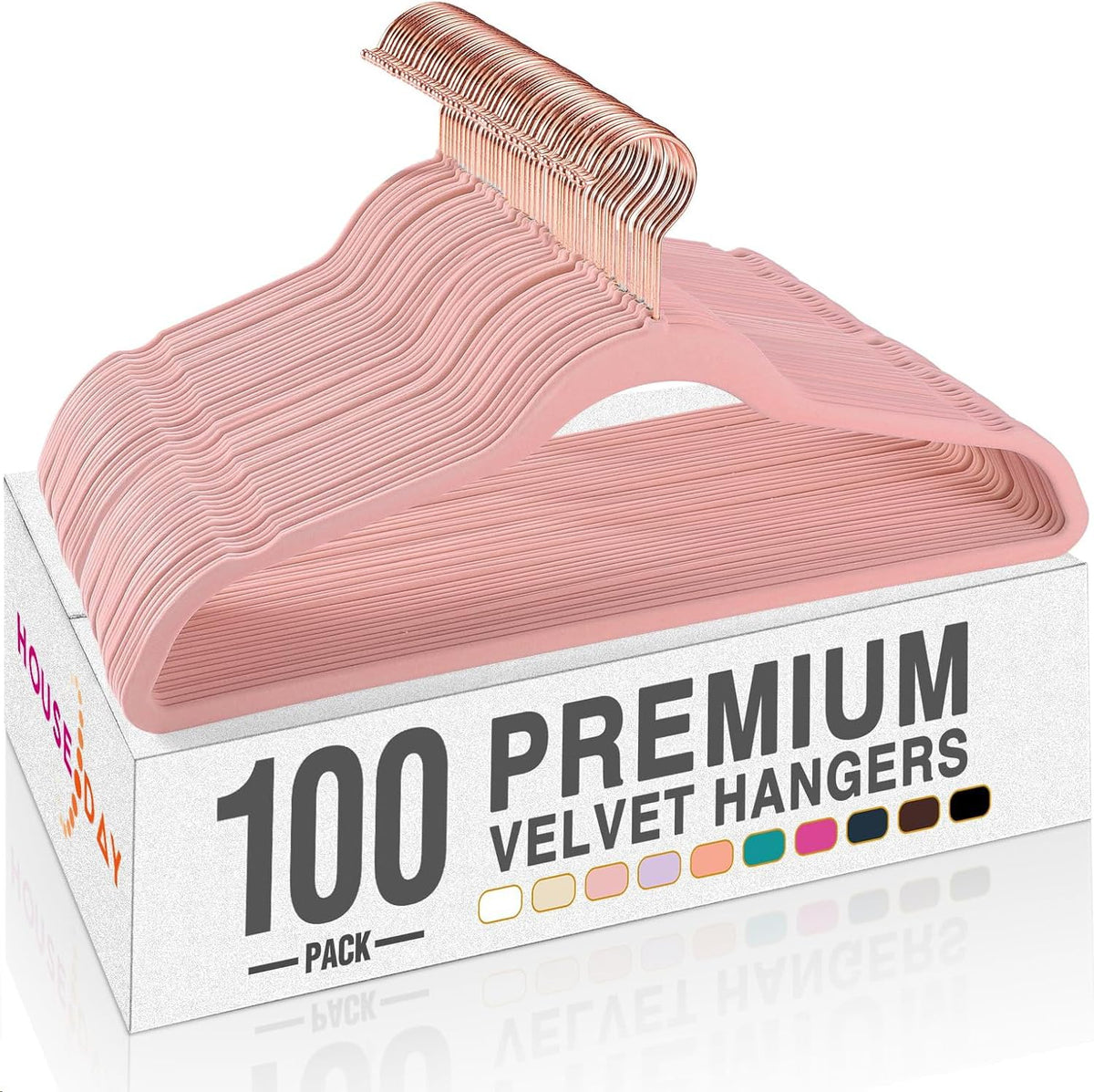 HOUSE DAY Pink Velvet Hangers 60 Pack, Premium Non-Slip Felt Clothes Hanger