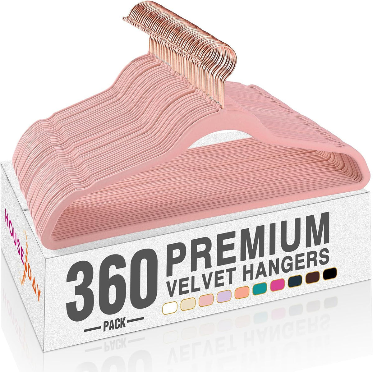 HOUSE DAY Pink Velvet Hangers 60 Pack, Premium Non-Slip Felt Clothes Hanger