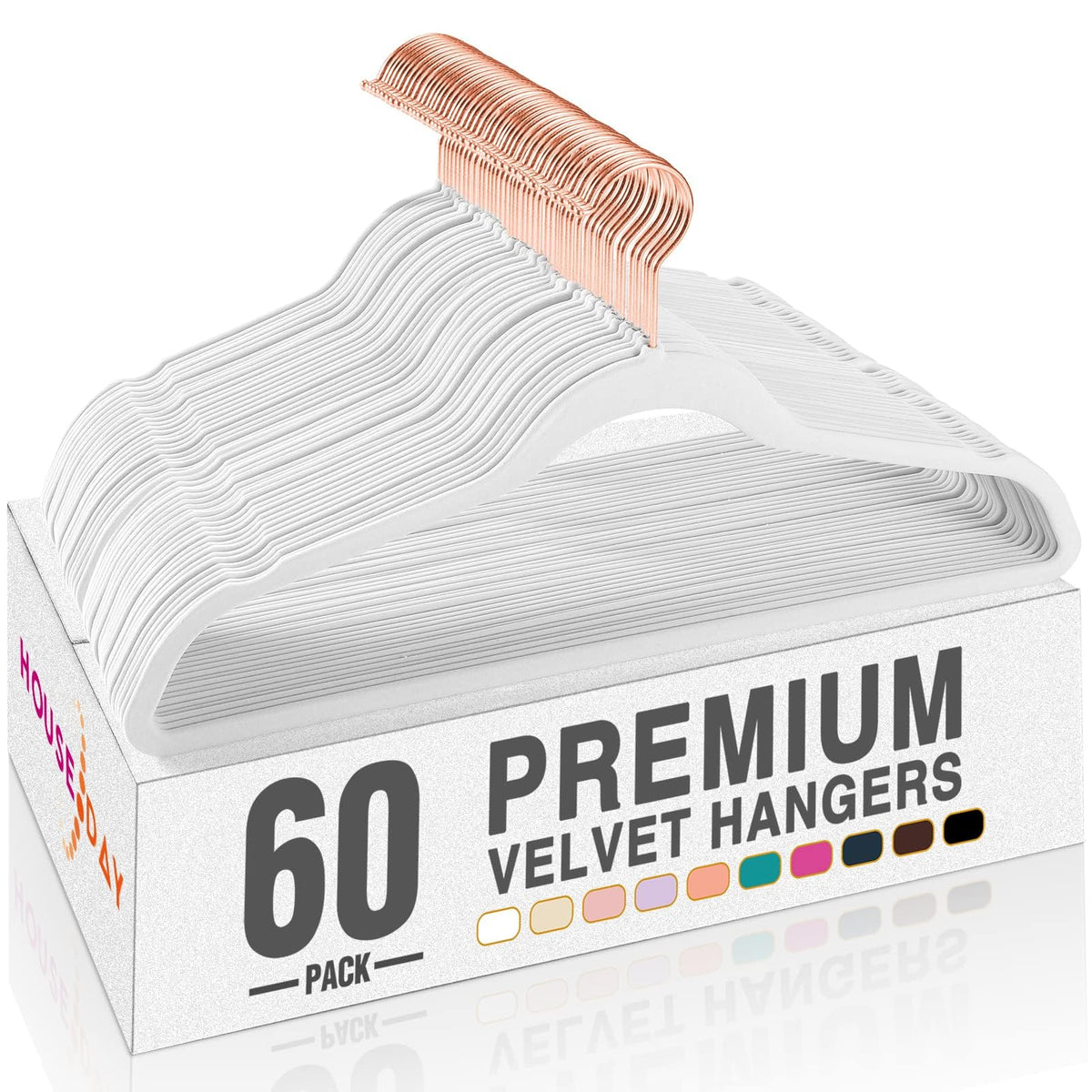 HOUSE DAY Pink Velvet Hangers 60 Pack, Premium Non-Slip Felt Clothes Hanger