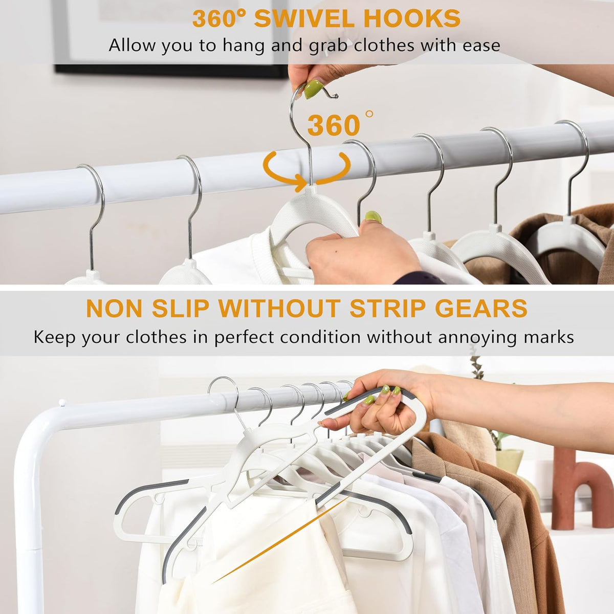 Plastic Hangers 30 Pack, Non Slip Slim Clothes Hangers