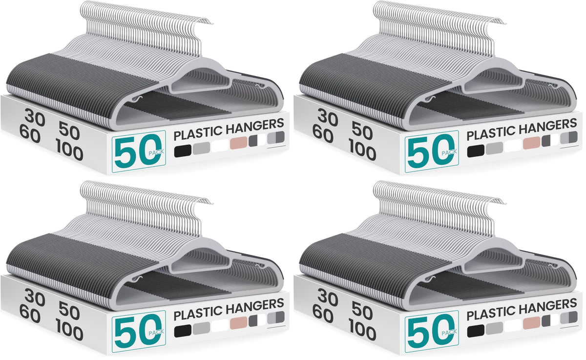 SONGMICS Pack of 50 Coat Hangers, Space-Saving Plastic Clothes Hangers