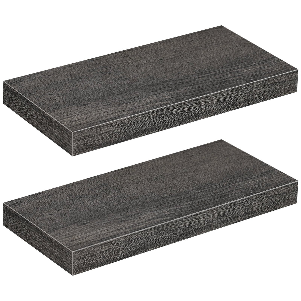 HOOBRO Floating Shelves for Wall, Wall Mounted Shelf Set of 2, 15.7" Hanging Shelf with Invisible Brackets, for Wall Decor Storage in Bathroom Bedroom Kitchen Living Room Office, Rustic Brown BF40BJ01