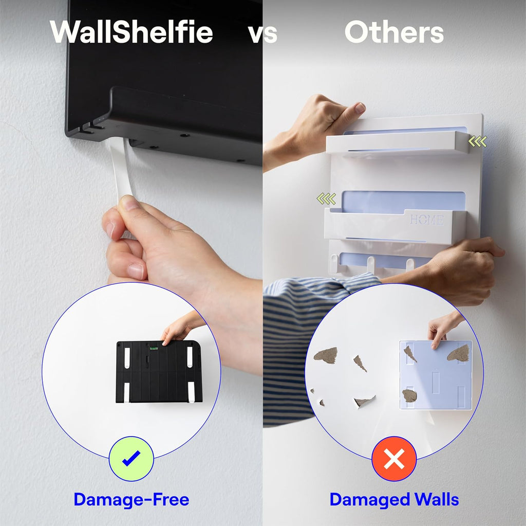 WallShelfie Bedside Wall Organizer & Dorm Decor for Dorm Room - White