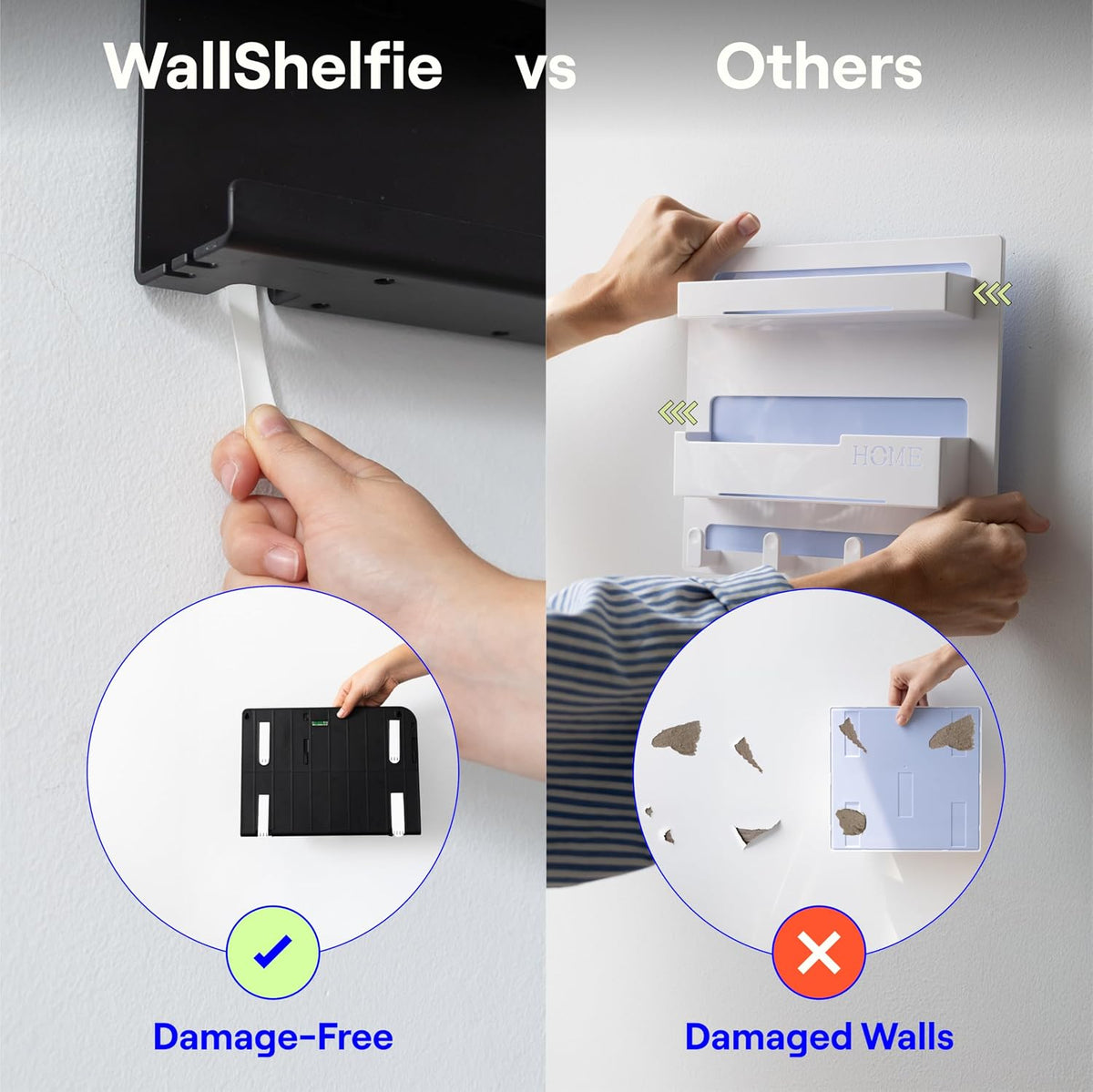 WallShelfie Bedside Wall Organizer & Dorm Decor for Dorm Room - White