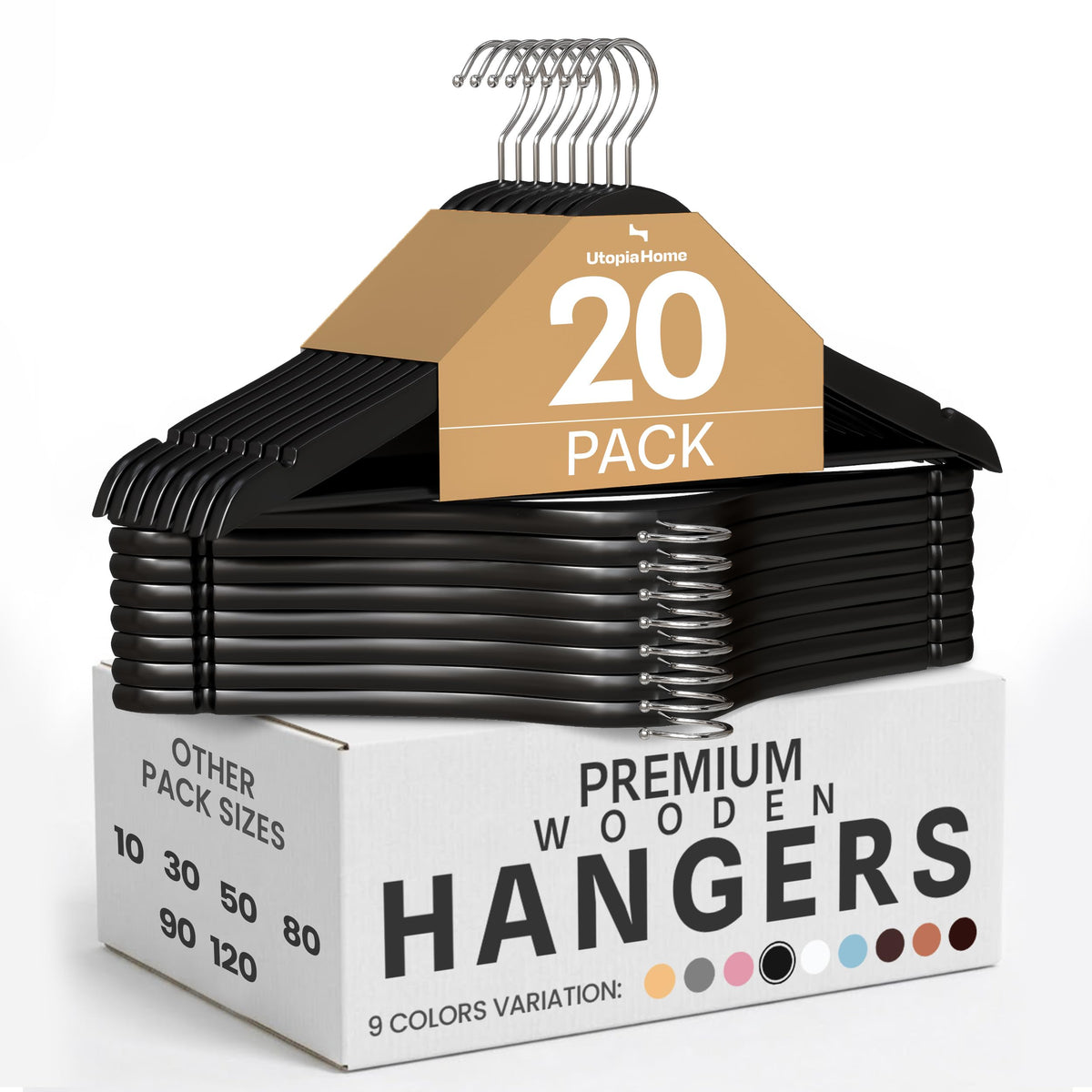 Utopia Home Wooden Hangers 20 Pack – Slim Suit Hangers Natural