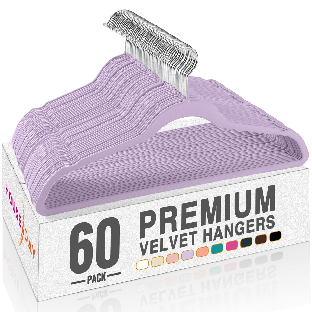 HOUSE DAY Black Velvet Hangers 60 Pack, Premium Non Slip Clothes Hangers