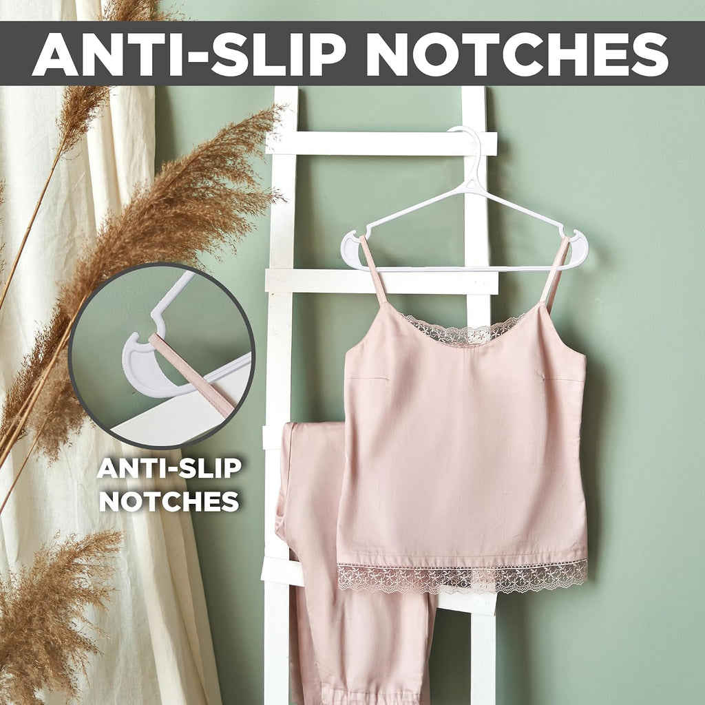 Utopia Home Plastic Hangers 20 Pack – Non-Slip with Pants Bar White