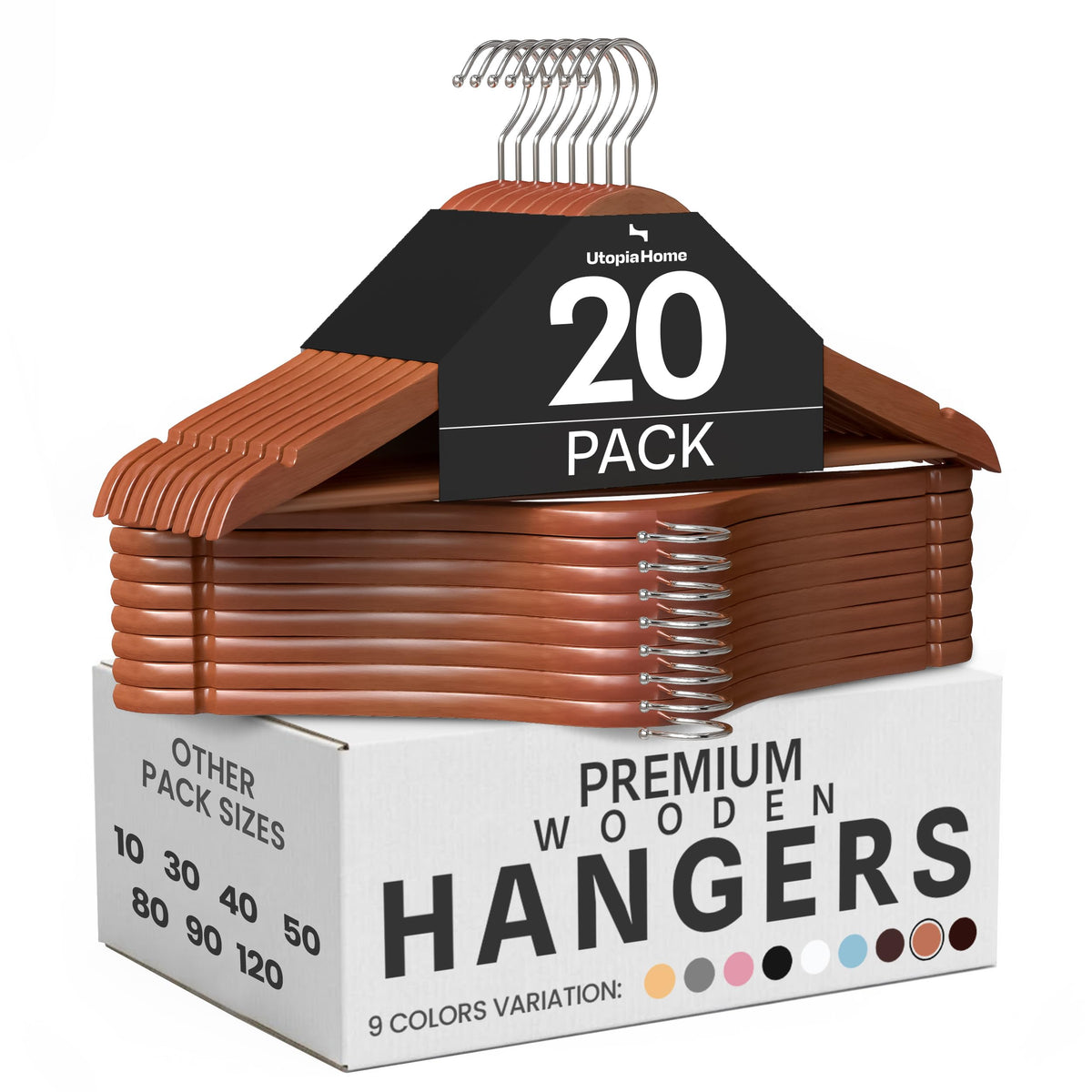 Utopia Home Wooden Hangers 20 Pack – Slim Suit Hangers Natural