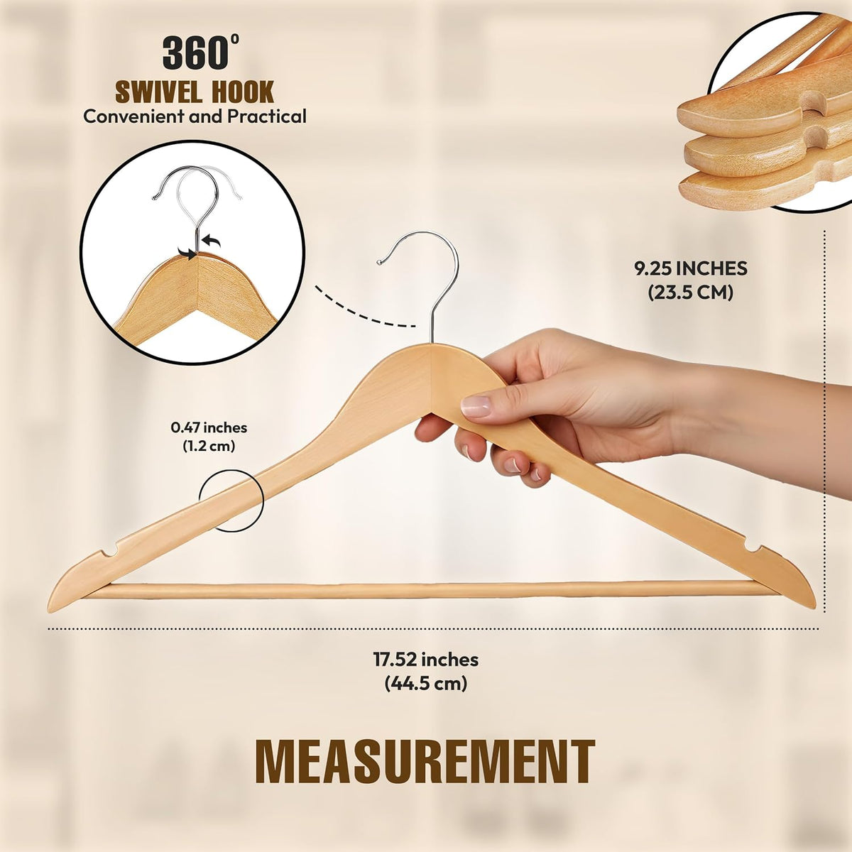 Utopia Home Wooden Hangers 20 Pack – Slim Suit Hangers Natural