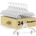 Quality Clear Plastic Hangers 24 Pack - Crystal Cut for Shirts, Suits, Coats, Dresses Hangers, Heavy Duty & Nonslip Design with Swivel Hook, 17 inches