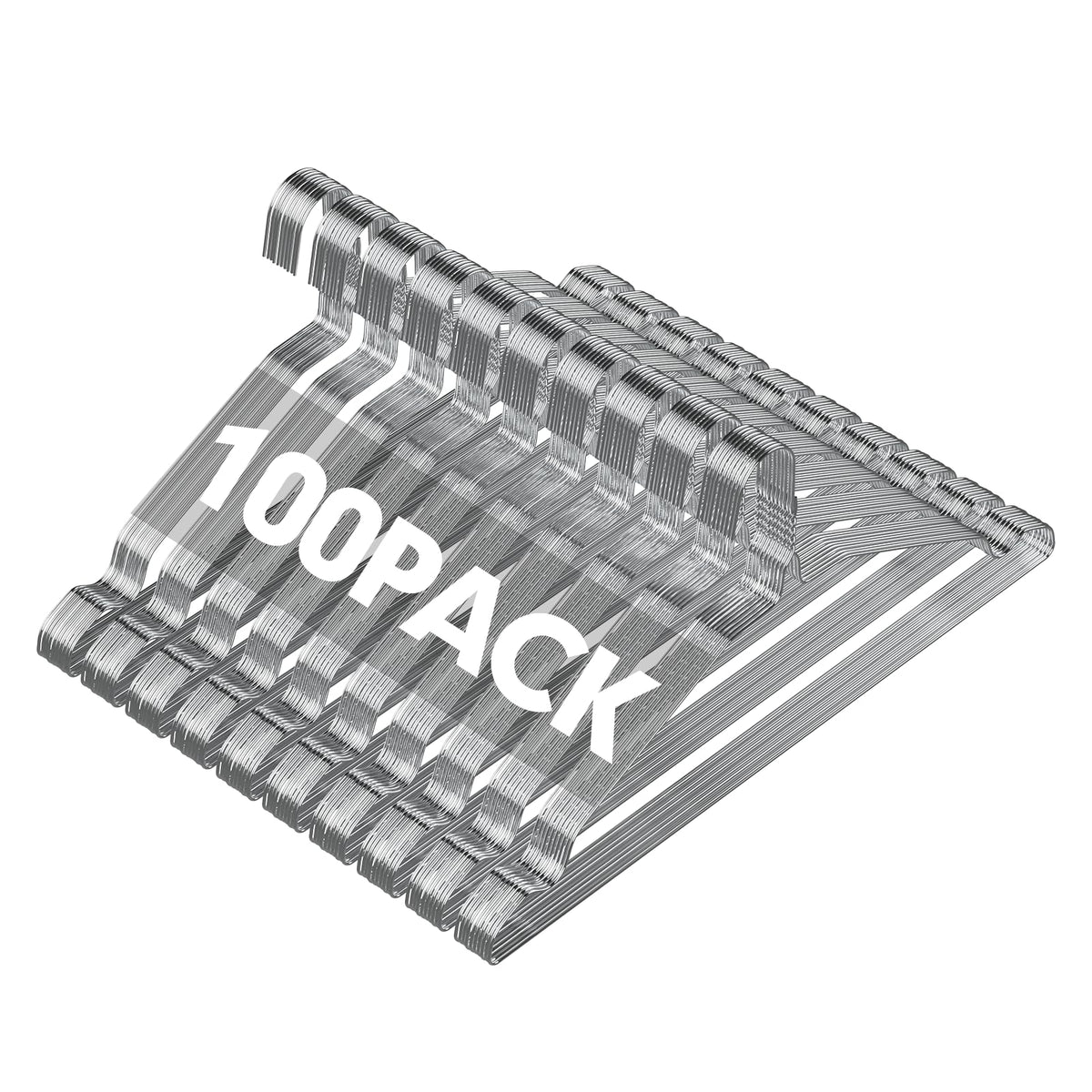 SPECILITE Metal Wire Clothes Hangers Bulk 100 Pack with Grooves, Silver