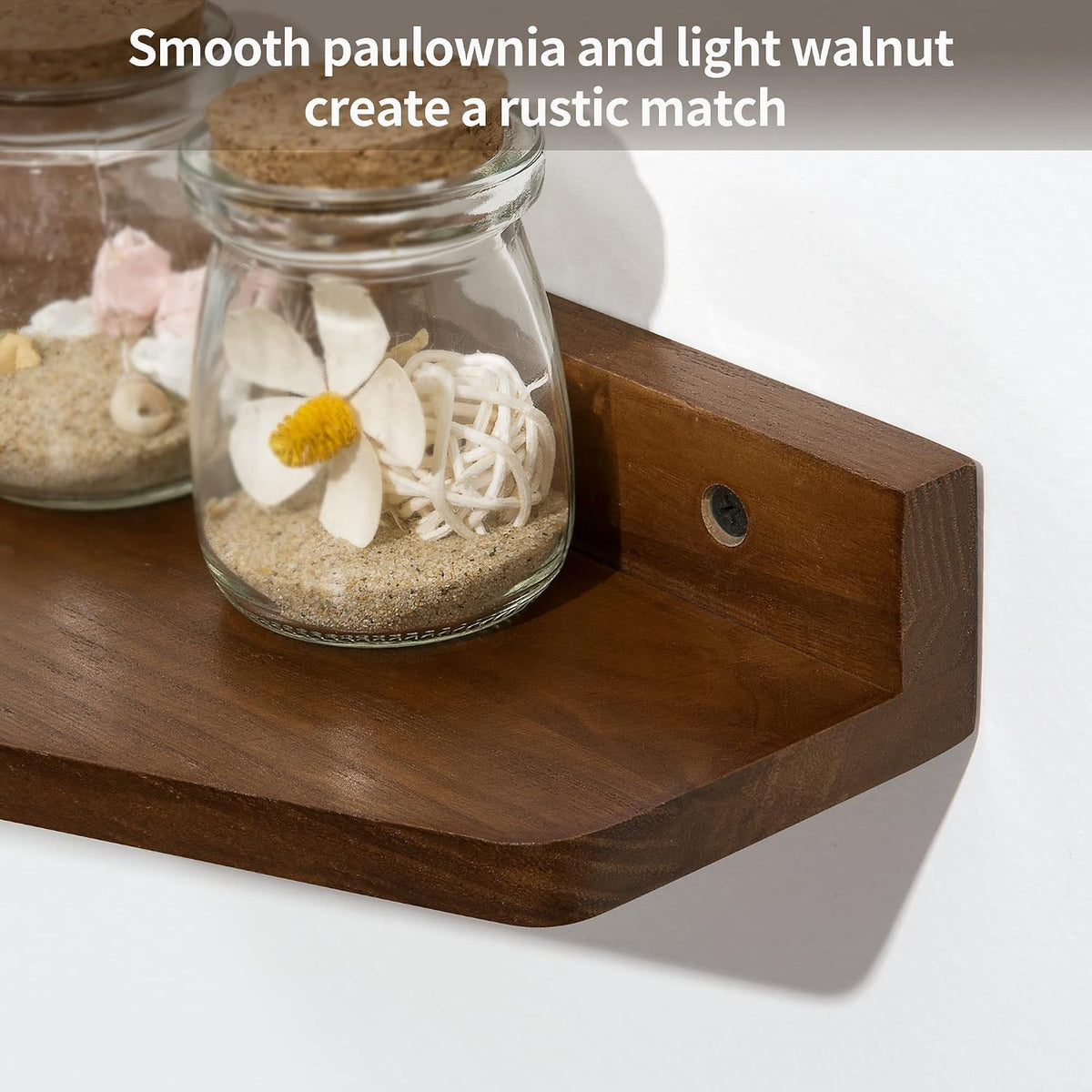 SUMGAR Floating Nightstand Set of 2 Walnut Bedside Shelf for Small Spaces