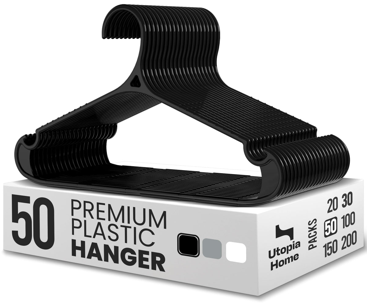 Utopia Home Plastic Hangers 20 Pack – Non-Slip with Pants Bar White