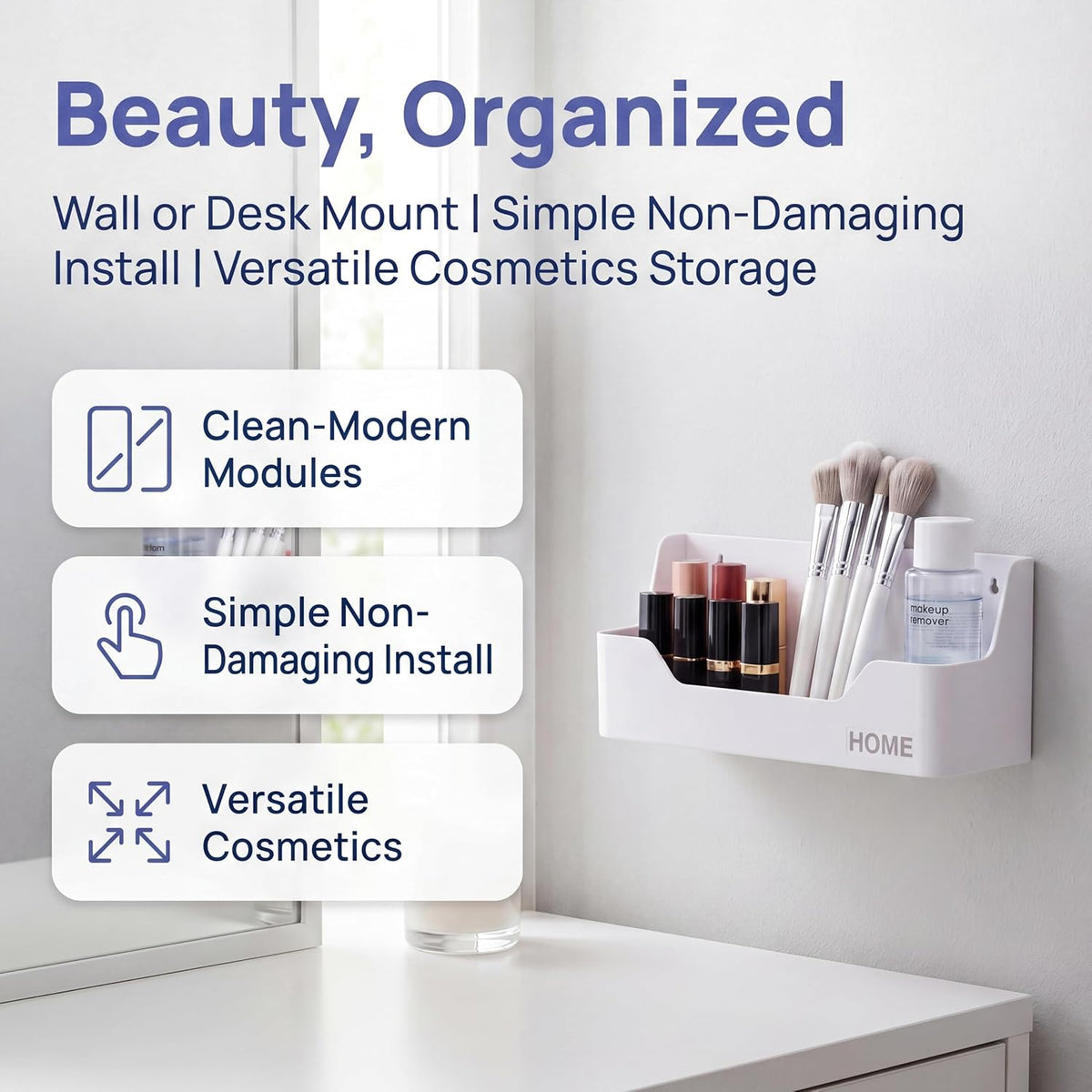 Wall Mounted Plastic Shelf, White, 1 Shelf, Ideal for Bedroom, Dorm, Office, RV - Easy to Install, Organizes Small Items