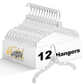 Quality Hangers 12 Pack Crystal Clear Plastic Hangers with Easy Swivel 360 Degree Hook Slim Crystal Coat Hangers 17 Inches (12, 17")