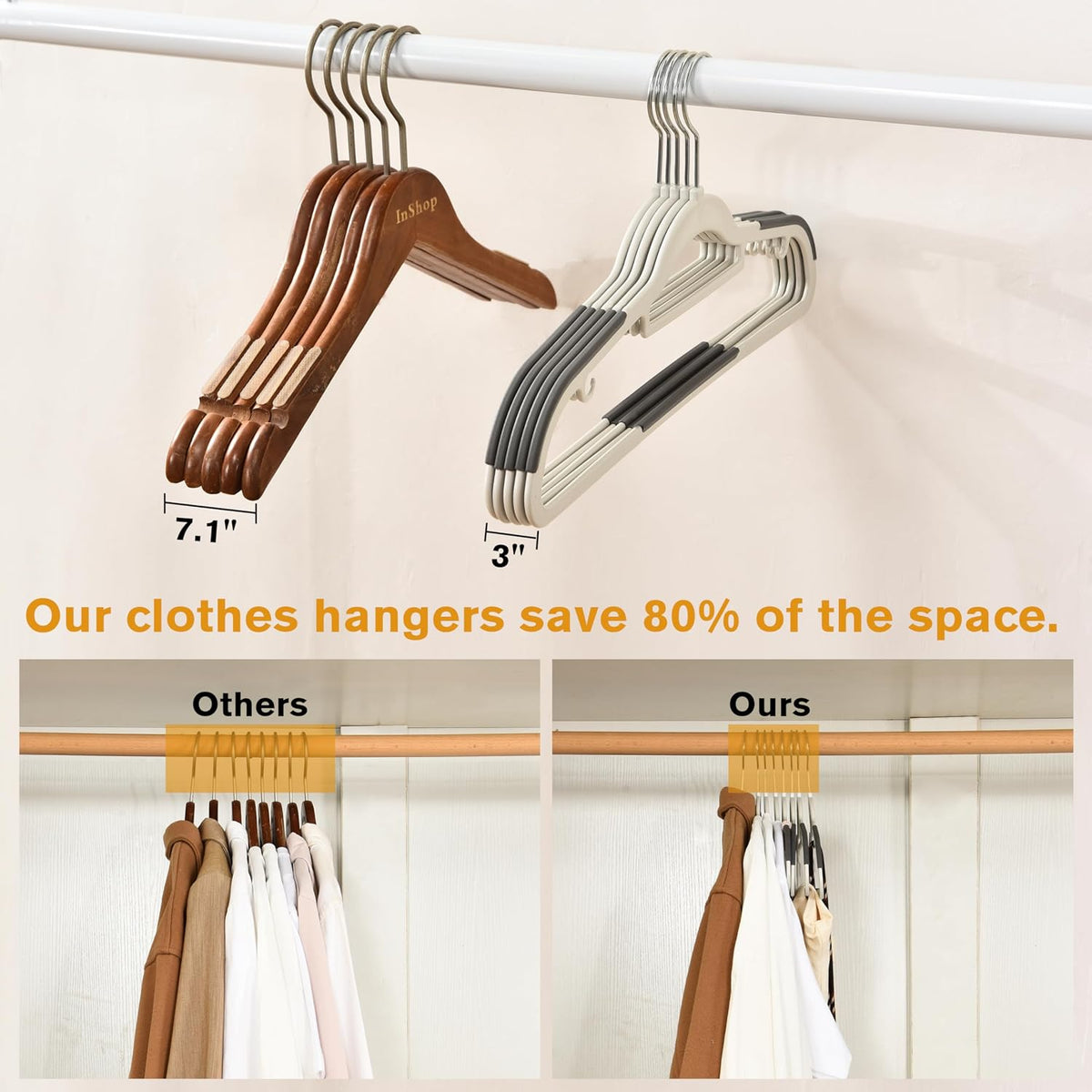 Plastic Hangers 30 Pack, Non Slip Slim Clothes Hangers