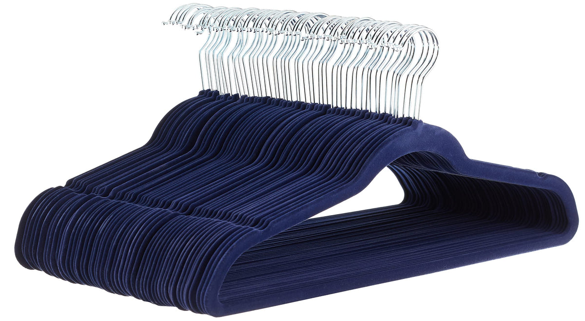 Amazon Basics Slim Velvet Non-Slip Space Saving Suit Clothes Hangers, Closet Organizer, Ivory/Beige, 30-Pack