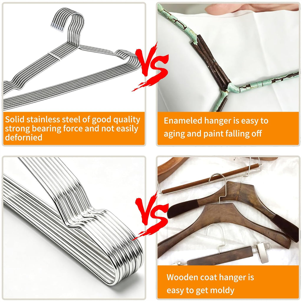 TIMMY 40 Pack Stainless Steel Wire Clothes Hangers, 16.5 in, Silver