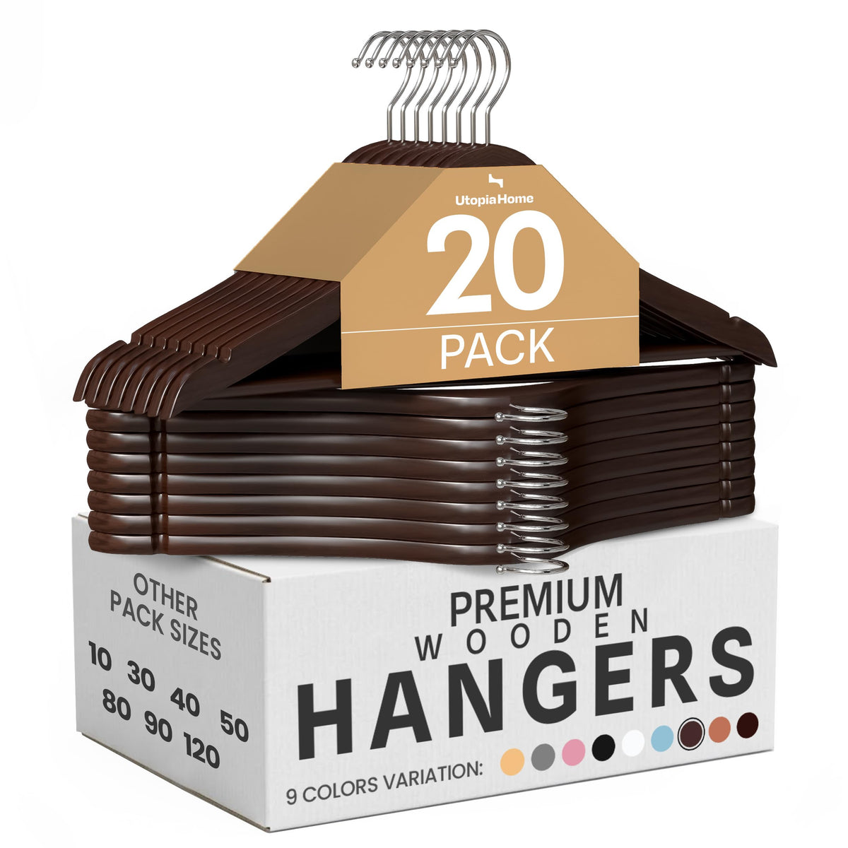 Utopia Home Wooden Hangers 20 Pack – Slim Suit Hangers Natural