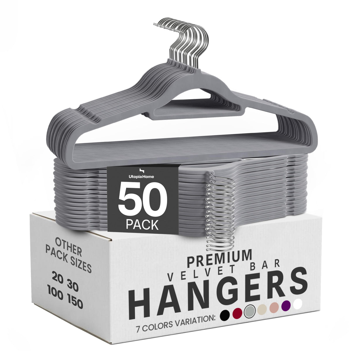 Utopia Home Velvet Hangers 100 Pack – Premium Hangers with Tie Bar - Black