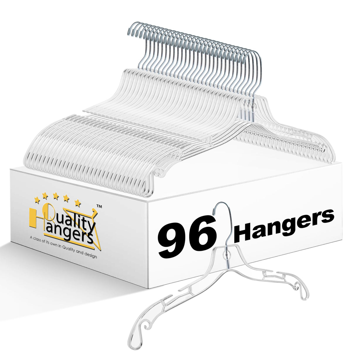 Quality Clear Hangers 12 Pack - Crystal Hangers for Clothes - Durable Plastic Hanger Set - Invisible Dress for Suits - Heavy Duty - Nonslip Coat and Shirt