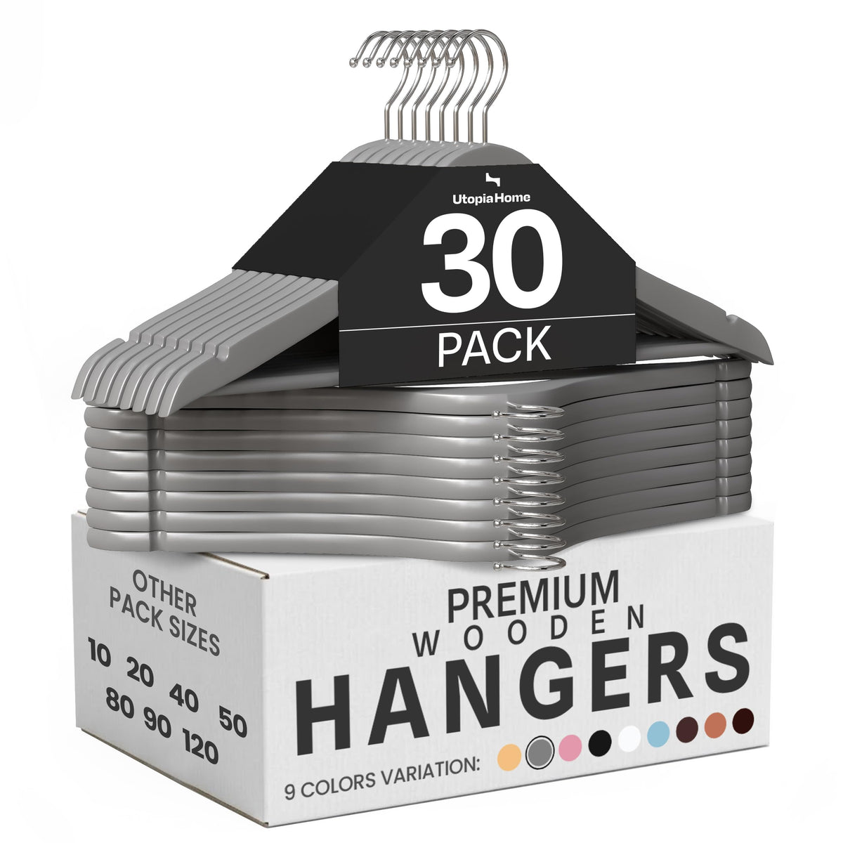 Utopia Home Wooden Hangers 30 Pack – Slim Suit Hangers Natural