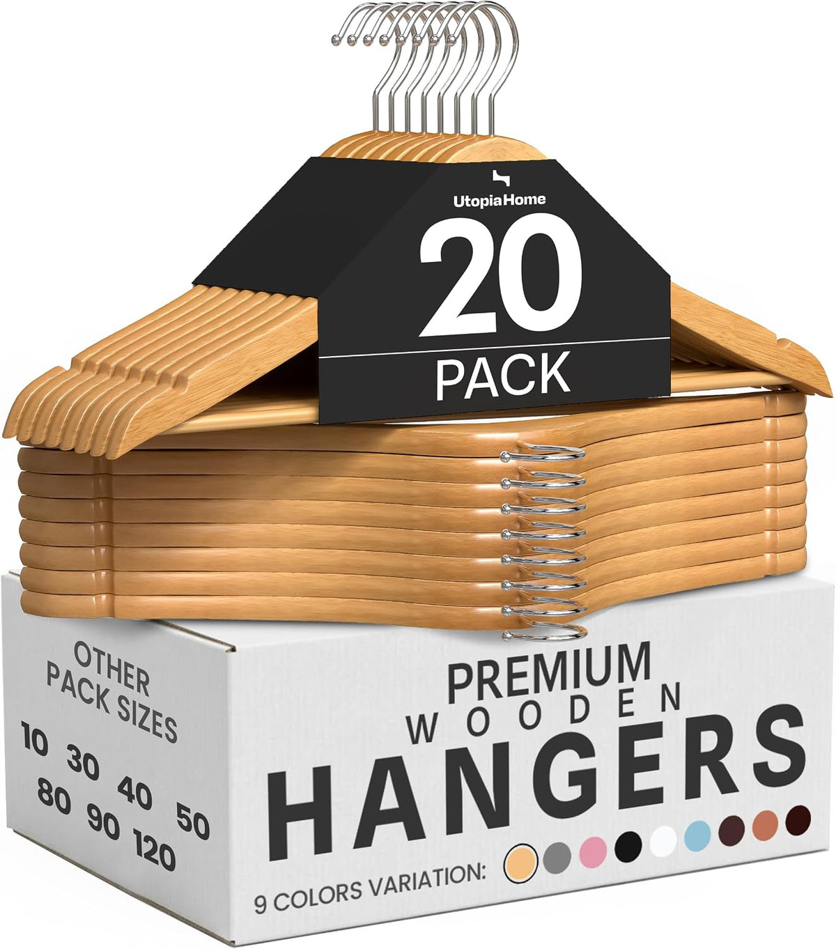 Utopia Home Wooden Hangers 20 Pack – Slim Suit Hangers Natural