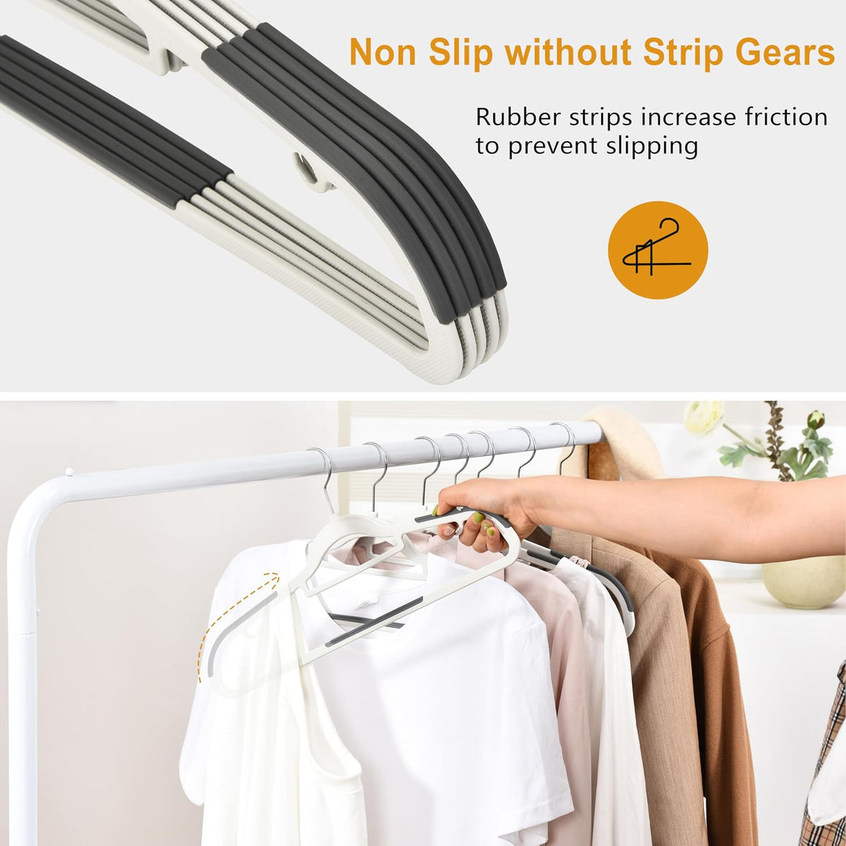 Plastic Hangers 30 Pack, Non Slip Slim Clothes Hangers
