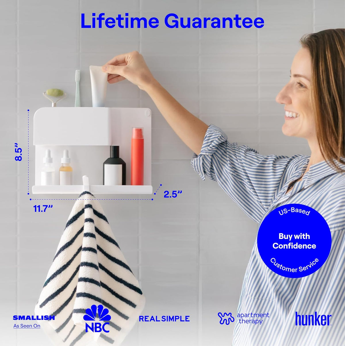 WallShelfie Bedside Wall Organizer & Dorm Decor for Dorm Room - White