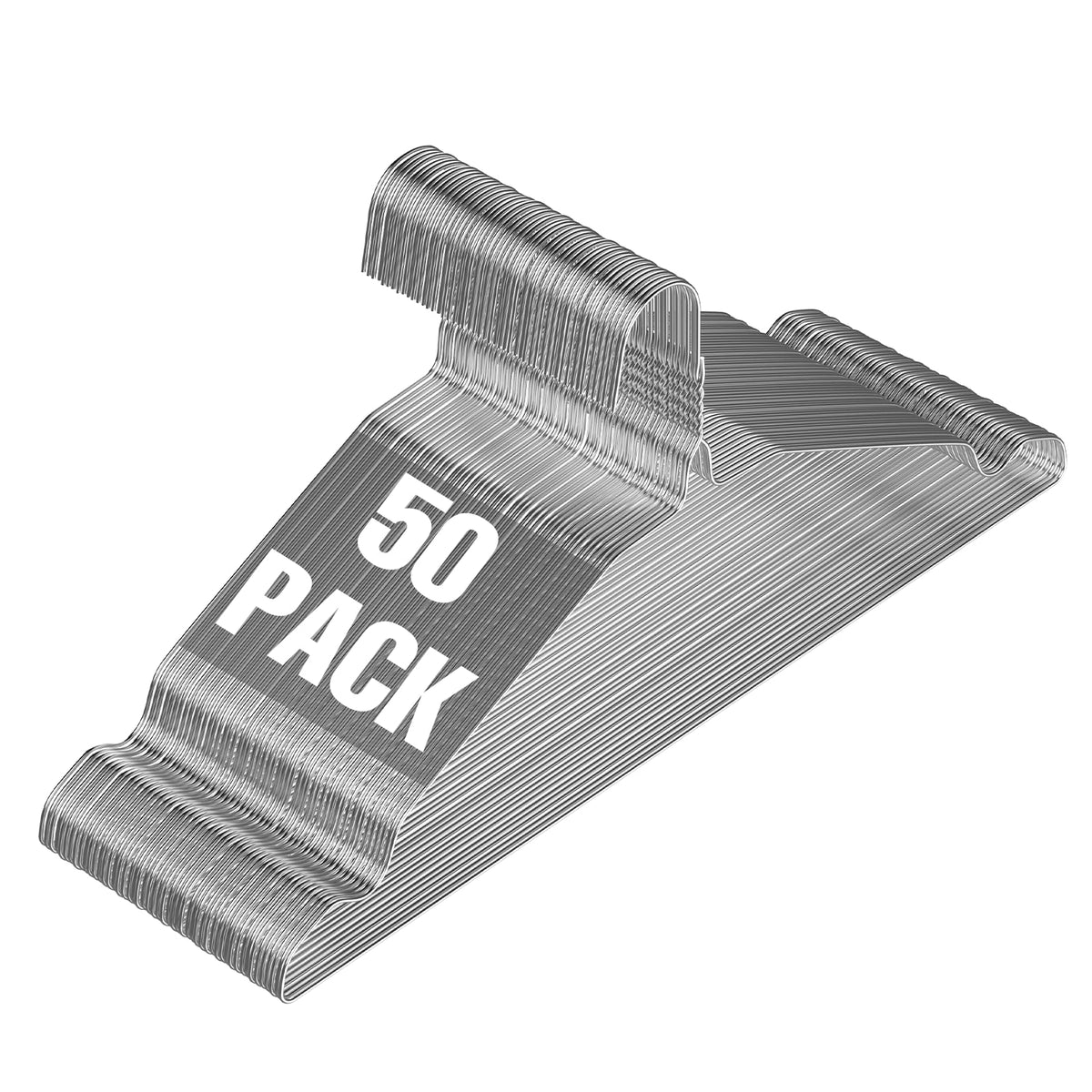 SPECILITE Metal Wire Clothes Hangers Bulk 100 Pack with Grooves, Silver