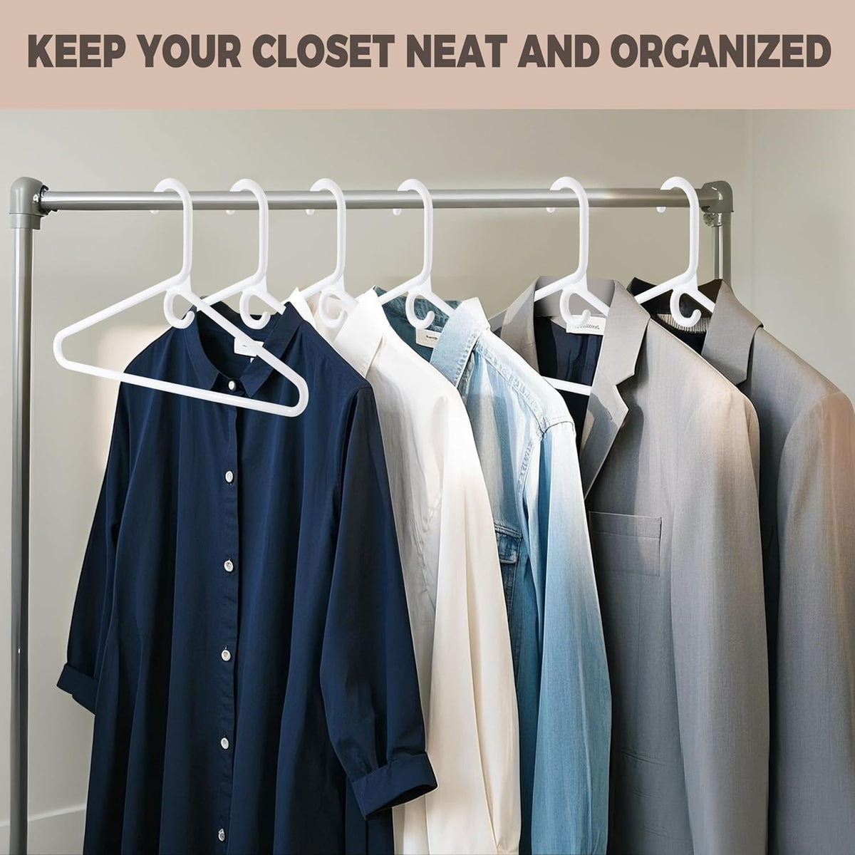 Quality White Plastic Hangers 30 Pack - Super Thick Heavy Duty Multipack for Clothes - Strong Standard Closet Clothing Hangers with Hook for Scarves and Belts-17 for Coats (White, 30)