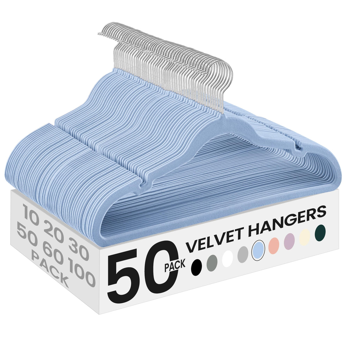 SONGMICS Velvet Hangers 50 Pack, Non-Slip Clothes Hangers, Space-Saving