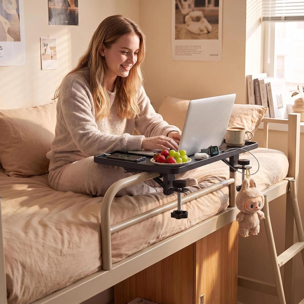Foldable Bedside Shelf, Clamp-On Floating Tray for Bunk & Standard Beds