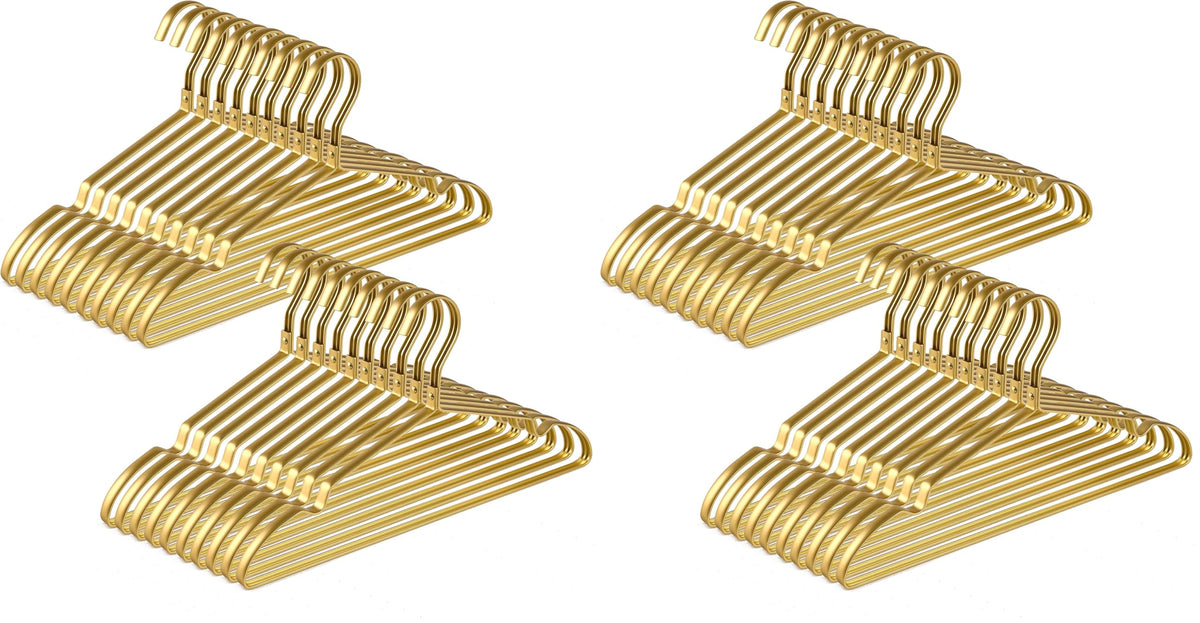 Amber Home 20 Pack Premium Matte Gold Aluminum Coat Hangers, 16.5” Extra Smooth & Durable Metal Shirt Dress Hanger, Light & Sturdy Metal Rack for Jacket Trouser Pant Slack