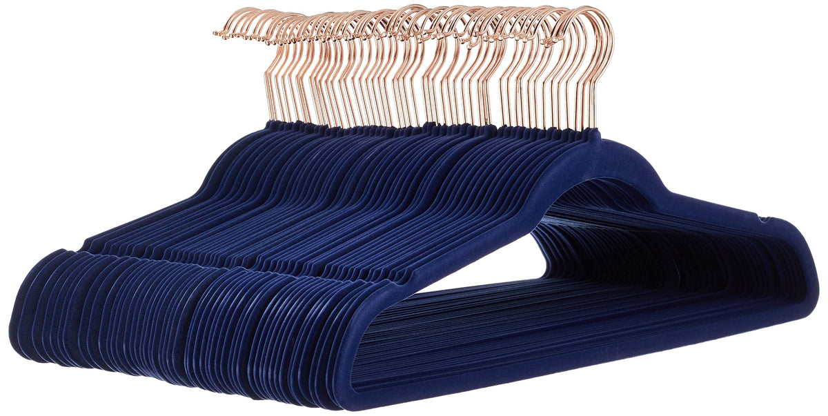 Amazon Basics Slim Velvet Non-Slip Space Saving Suit Clothes Hangers for Closet Organization, Black/Silver, 30-Pack