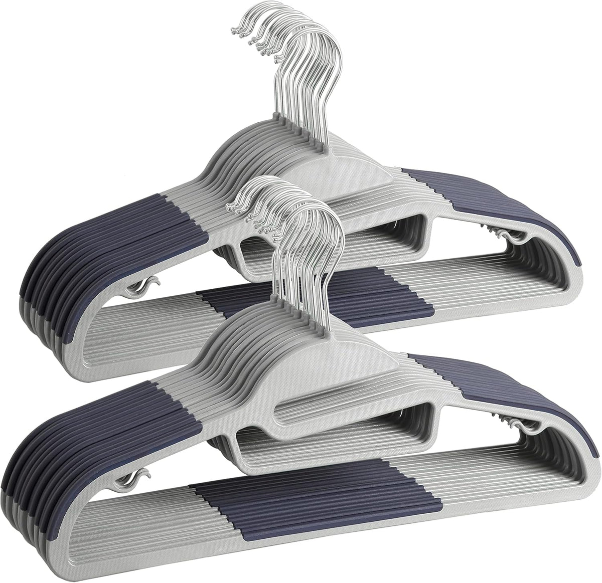 Finnhomy 50 Pack Plastic Hangers, Heavy Duty Clothes Hangers with Non-Slip Pads, Space Saving Easy Slide Clothes Hanger for Closet, Great for Shirts, Pants, Scarves, Strong Enough for Coat